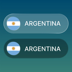 argentina Flag button with liquid glass style design