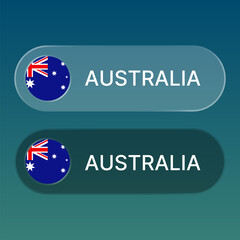 australia Flag button with liquid glass style design