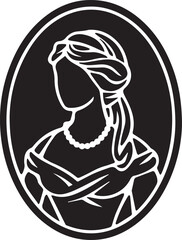 Elegant Silhouette of a Vintage Lady in a Classic Cameo Oval