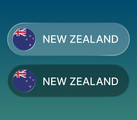 new zealand Flag button with liquid glass style design