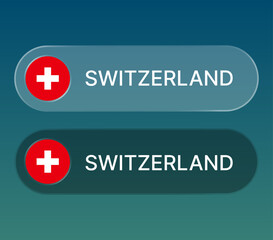 Switzerland Flag button with liquid glass style design
