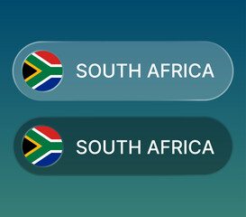 south africa Flag button with liquid glass style design