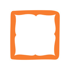 A single hand-drawn square frame with scalloped wavy edges. Bold orange decorative border in doodle style. Ideal for scrapbooking, invitations, greeting cards, photo albums, and creative designs.