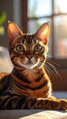 Close-up of a Bengal cat in sunlight (2)
