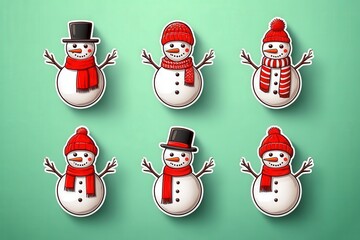 Cheerful snowmen wearing hats and scarves in a whimsical arrangement against a serene pastel backdrop embodying the joyous spirit of winter celebrations captured with clarity