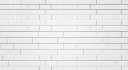 Fototapeta premium A uniform pattern of small, rectangular white tiles arranged horizontally with light gray grout lines.