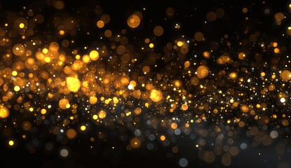 Golden light particles swirling on black background