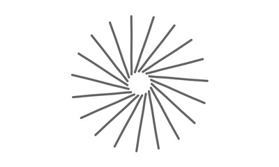 Obraz premium A minimal sunburst icon for creating modern Indian patriotic graphics (Ashoka Chakra) & as a simple logo for a corporate business or technology company. An isolated, radial line art symbol.