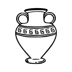 classic ceramic urn drawing with Greek key frieze