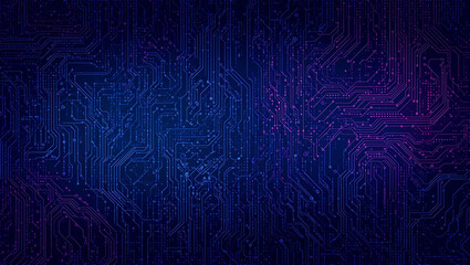 Abstract dark blue and purple background with glowing circuit board patterns, representing digital technology and futuristic design.