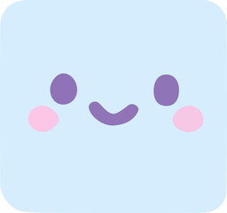 Adorable minimalist pastel blue character illustration featuring a joyful and friendly expression, perfect for digital designs, avatars, or child-friendly content