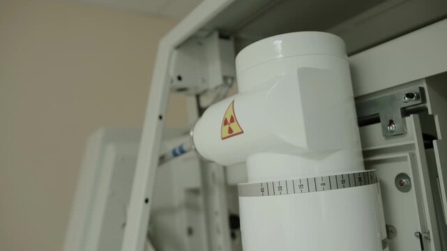 Modern X-ray machine in the X-ray room procedure room. Carrying out diagnostic procedures with X-rays, background