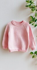 Pale pink baby sweater, soft texture