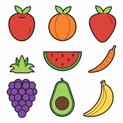 Colorful Assortment of Fresh Fruits and Vegetables A Vibrant and Playful Still Life Composition Featuring Popular and Healthy Food Choices