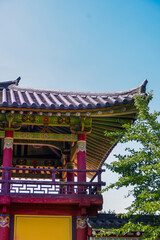 Korean style wall and roof, bukchon hanok villageTraditional Korean style architecture in Seoul South Korea.