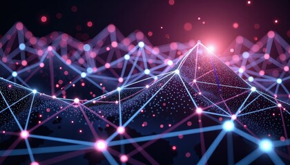 Abstract Digital Landscape Network Futuristic Mountainscape