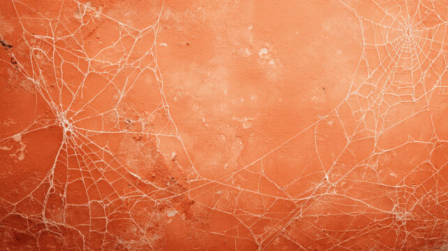 Cracked orange coral texture surface with white lines creating vintage weathered paint wall background - Powered by Adobe