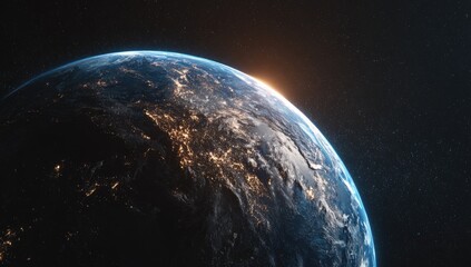 Fototapeta premium Earth from space, sunrise over continents