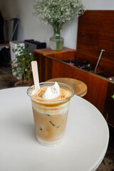 Iced Dalgona Coffee at home korea style,Korean coffee in seoul korea.