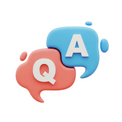 Speech bubbles q a for question answer conversation and communication concepts 3d icon isolated on transparent background png