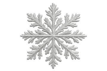 Intricate white snowflake ice crystal decorating holiday season