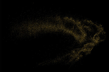 Gold glitter texture on a black background offers a luxurious visual effect, perfect for festive designs, invitations, and digital art, adding sophistication and shine to any project.