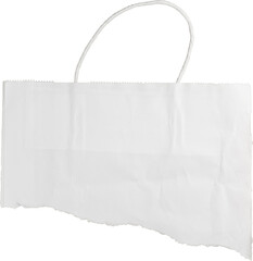 torn white paper bag isolated on white background consumerism, buy sell, retail and shopping...
