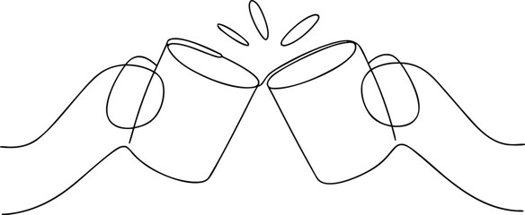 Two hands clinking glasses in celebration toast cheers