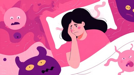 illustration highlighting insomnia problem with stress and anxiety