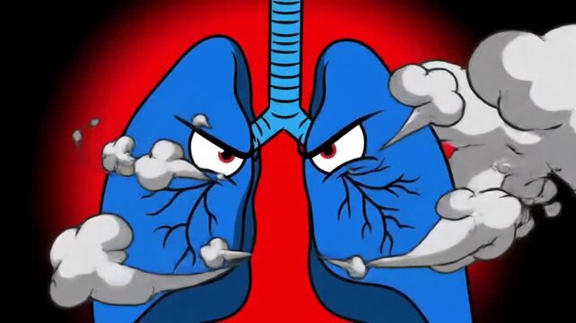 cartoon lungs smoking pollution damage health risk