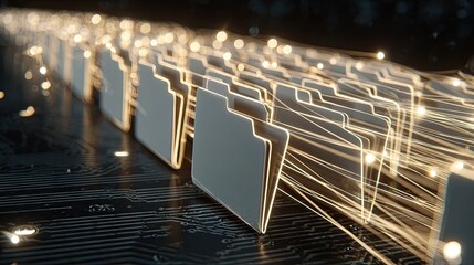 Abstract Glowing File Folders Technology Design