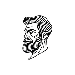  profile with beard logo vesign vector