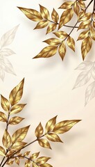 Elegant Gold Leaf Branch Pattern Background for Luxury Design