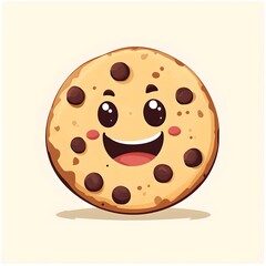 Fototapeta premium A stylized cookie with a smiling face and chocolate chip freckles