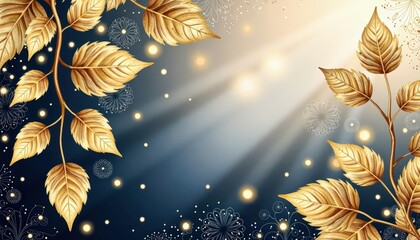 Luxury Gold Leaf Background with Sparkling Lights Elegant Design