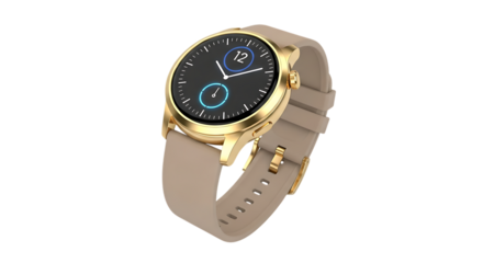 Gold Smartwatch with Beige Strap wearable technology