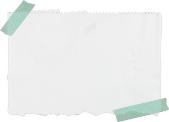 Torn vintage paper  with paper tape on white background 