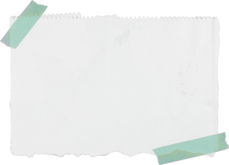 Torn vintage paper  with paper tape on white background 