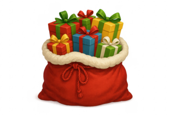Santa claus red sack full of colorful gifts