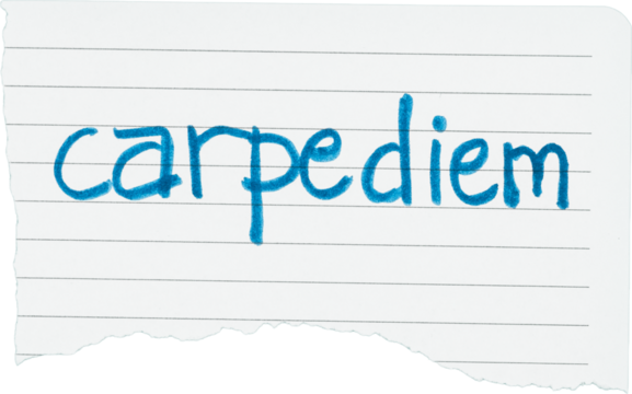 hand-written Carpe diem word message on ripped white paper with marker isolated background PNG for motivational, inspirational, and success concept graphics - Powered by Adobe