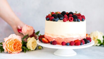Vibrant cake with fresh berries