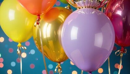 Colorful Balloons Celebration Party Background Festive Birthday Event