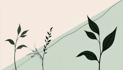 Elegant Green Plant Branches Illustration for Botanical Design