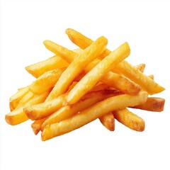 Golden french fries isolated on white background