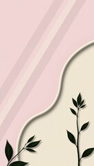 Elegant Pink Background with Leaves and Abstract Design