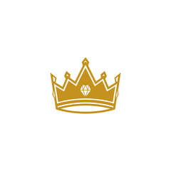 Fototapeta premium Gold crown logo design with a central diamond.