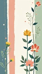 Floral Border Design Botanical Illustration for Backgrounds and Textures