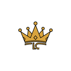 A stylized golden crown with black outlines and the letters 