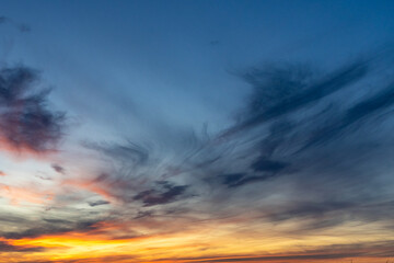 Colorful summer sunset. Evening landscape, Poland.