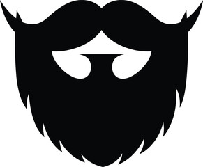 Stylized black beard and moustache silhouette graphic for men's grooming and style branding isolated on transparent background